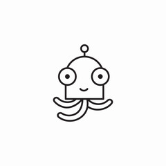 alien octopus creature icon sign vector