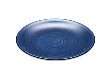 Blue Spiral Pattern Ceramic Dinner Plate Isolated with Clipping Path