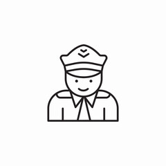 smiling pilot uniform icon sign vector