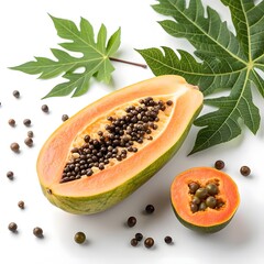 Asimina Triloba var. Rotundifolia Wild Pawpaw Unique Round-Leaved Native Fruit with Smooth Organic Skin and Distinct Tropical Charm Elegantly Isolated on Clean Bright White Background