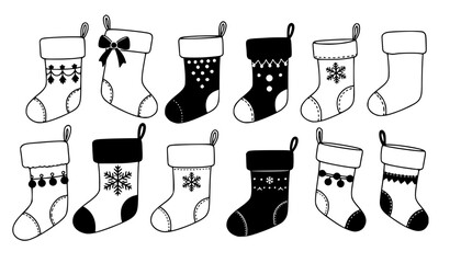 christmas stocking vector silhouettes