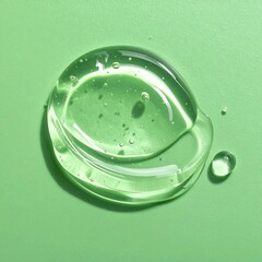 Clear gel substance on green background