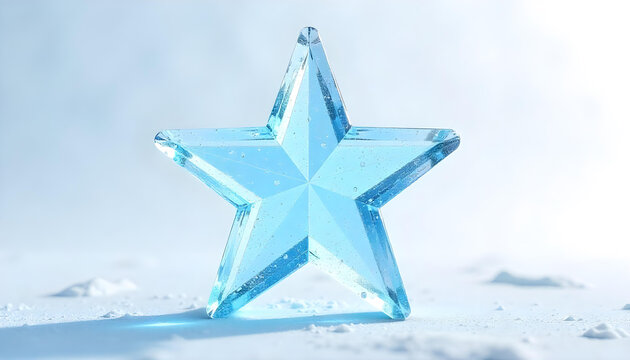 3D Ice Star Symbol Isolated on White Background for Winter Holiday and Success Concepts