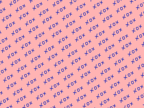 Playful Pink and Blue Repeating Pattern of XOX Elements