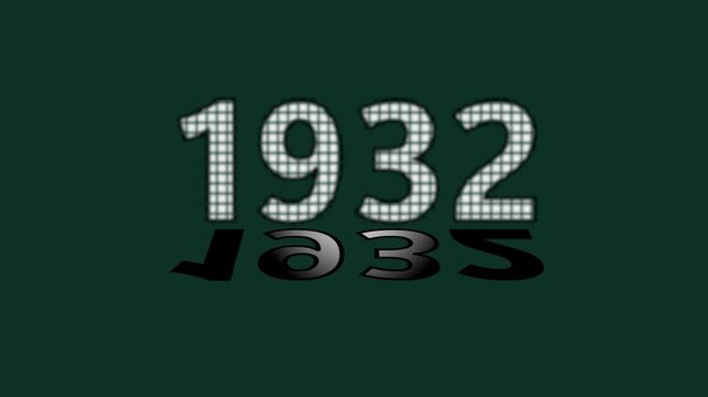 text 1932 animation colorful background and Digital Data moving on Circuit Board .Abstract high tech artificial intelligence data mining, modern computer technology surface. cyber new year 