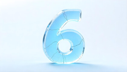 Number 6 made of ice isolated on white background