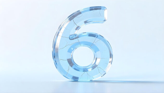 Number 6 made of ice isolated on white background