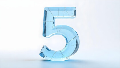 Number 5 made of ice isolated on white background