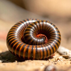 Close-up coiled millipede