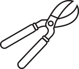 Simple outline illustration of garden pruning shears on a white background