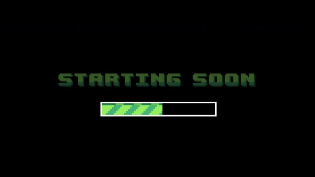 starting soon with pixel loading bar animation