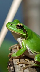 Obraz premium Close-up of a green frog