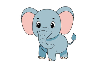 
 baby elephant cartoon on white background 