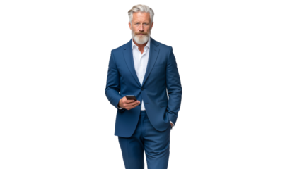 Elegant senior executive manager holding a smartphone