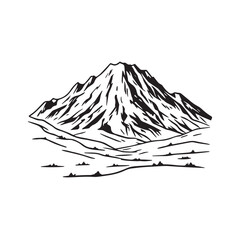 Black and White Mountain Illustration Image in Minimalist Line Art Style, Clean and Elegant Design