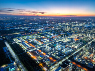 Aerial view of a large chemical plant