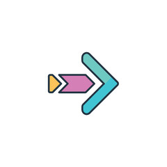 Vibrant and modern graphic arrow pointing to the right, symbolizing progress, next steps, and forward movement with a colorful abstract design element