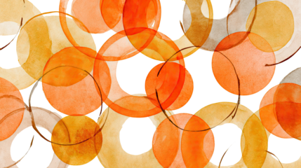 Orange hand drawn circles overlapping forming abstract design isolated on white background**
