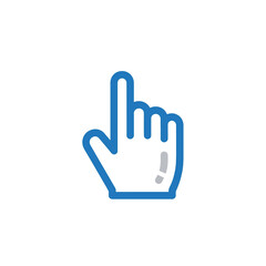 Obraz premium Blue Hand Icon Pointing Finger for Direction, Touch, and Navigation with a Clean White Background