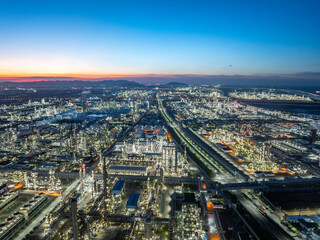 Aerial view of a large chemical plant