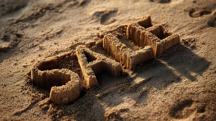 SALE carved into warm sand on a sunny beach during a peaceful afternoon