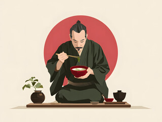 man enjoying a bowl of miso soup