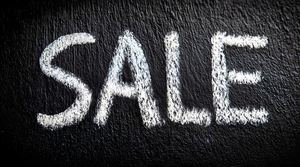 White chalk sale sign on a black surface highlighting discounts at a local store