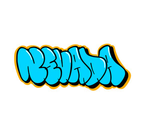 textured graffiti bubble style letter NEVADA city name isolated design