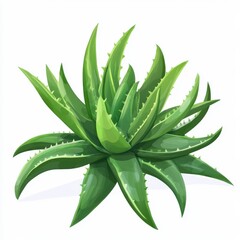 Lush Green Aloe Vera Plant on a Clean White Background