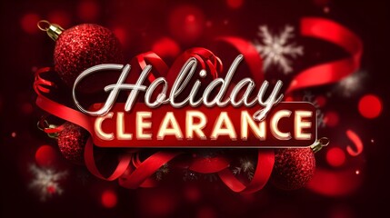 Holiday clearance announcement countdown with festive decorations and bright colors
