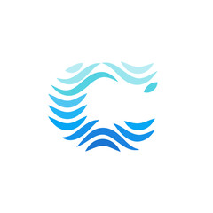 Blue C Letter as Coastal Ocean Wave Water, Beach and marine Logo Design Vector