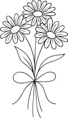 daisy line art silhouette vector illustration