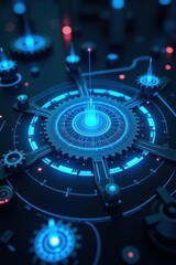 Intricate Futuristic Mechanical Device Glowing With Blue Energy