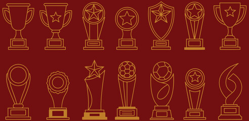 Celebrate achievement with golden trophy icons perfect for awards and recognition designs