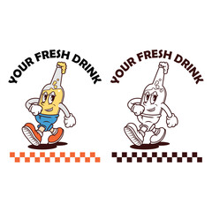 vintage style drinking bottle cartoon.ai