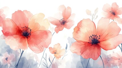 Watercolor illustration of flowers, creating a delicate and artistic background for design projects.