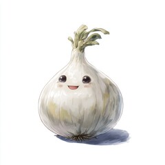 Cute Cartoon Garlic Bulb Illustration