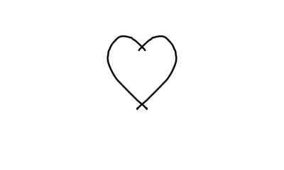 A minimal hand-drawn heart icon for designing elegant wedding invitations & Valentine's Day cards & as a 'like' symbol for social media or a simple health & wellness logo.