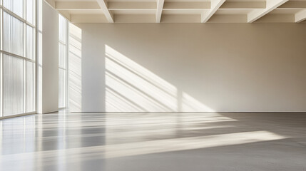Fototapeta premium Minimalist interior space with natural light casting shadows in a spacious modern room