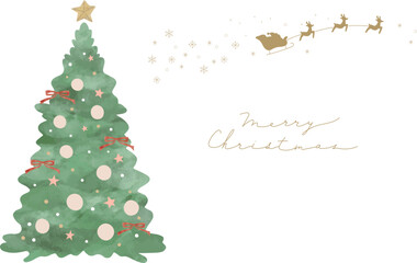可愛いクリスマスのイラスト水彩画