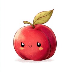 Cute Red Plum Cartoon Illustration