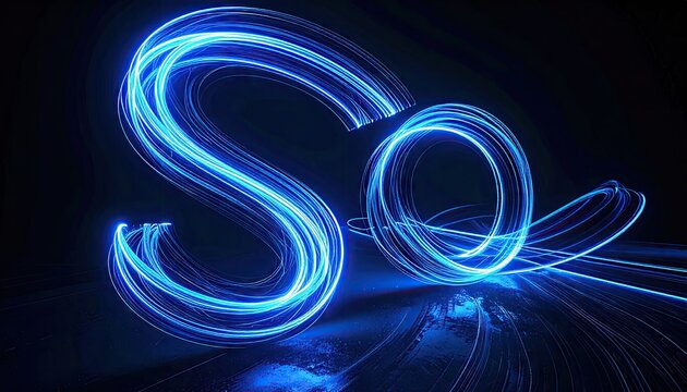 Blue light trails form the letters "S" and "O - Powered by Adobe