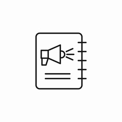 notebook with megaphone icon sign vector