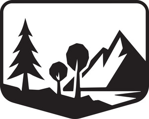 silhouette of lake landscape with mountains