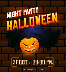 Halloween background with pumpkin and Halloween party flyer template