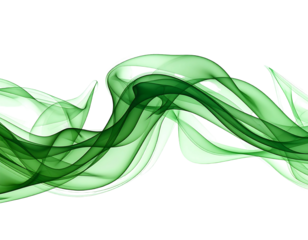 Abstract green smoke swirls on black background