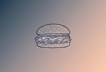 Clean Pulled Pork Design  Simple Line Art with Gradient Colors