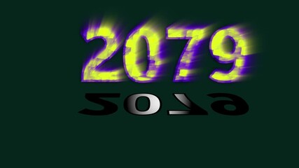 text 2079 animation colorful background and Digital Data moving on Circuit Board . Abstract high tech Artificial intelligence (AI), data mining, modern computer technology surface