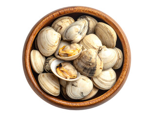 Fresh clams in a wooden bowl (4)