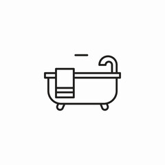 bathtub with towel icon sign vector